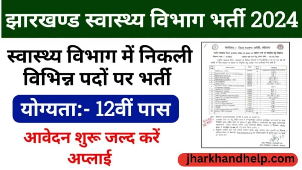 Jharkhand Health Department Vacancy 2024