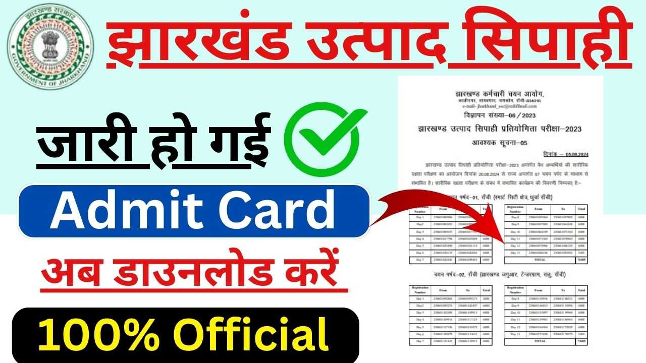 JSSC Excise Constabe Admit Card 2024